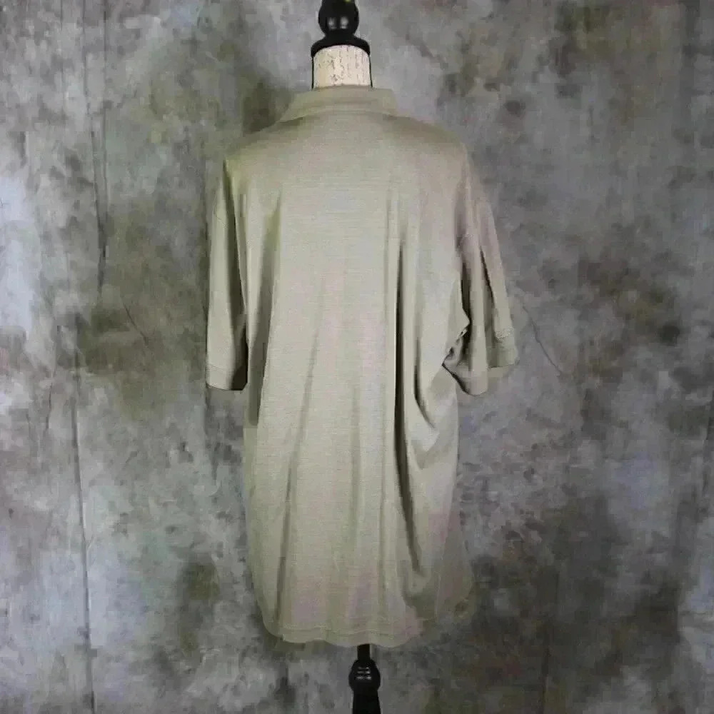 IZOD Golf Shirt size XL - Beige/Brown 3 button collared - Picture 4 of 7